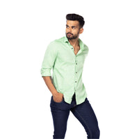 Pista Green Printed Slim Fit Shirt