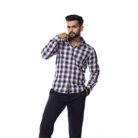 White Blue Checks Slim Fit Shirt