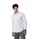 Light Blue Motif Print Slim Fit Shirt