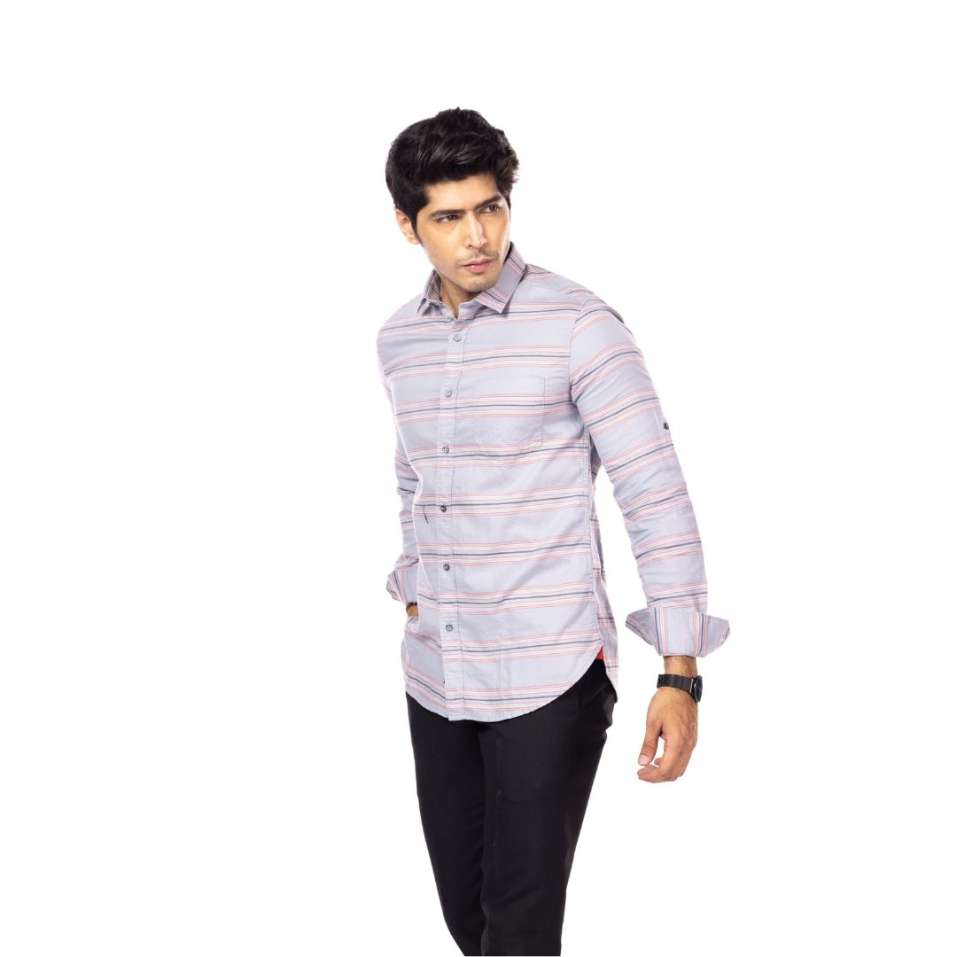 Grey Stripes Slim Fit Shirt