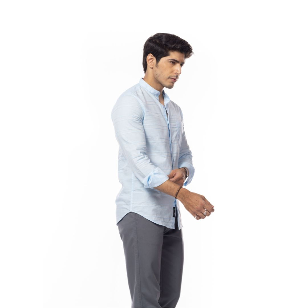 Sky Blue Stripes Slim Fit Shirt