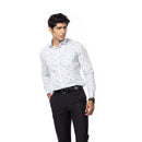 Blue Motif Print Slim Fit Shirt