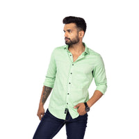 Pista Green Printed Slim Fit Shirt