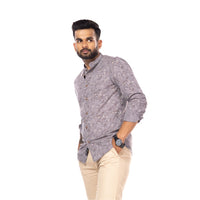 Grey Floral Print Slim Fit Shirt