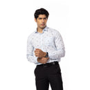 Blue Motif Print Slim Fit Shirt