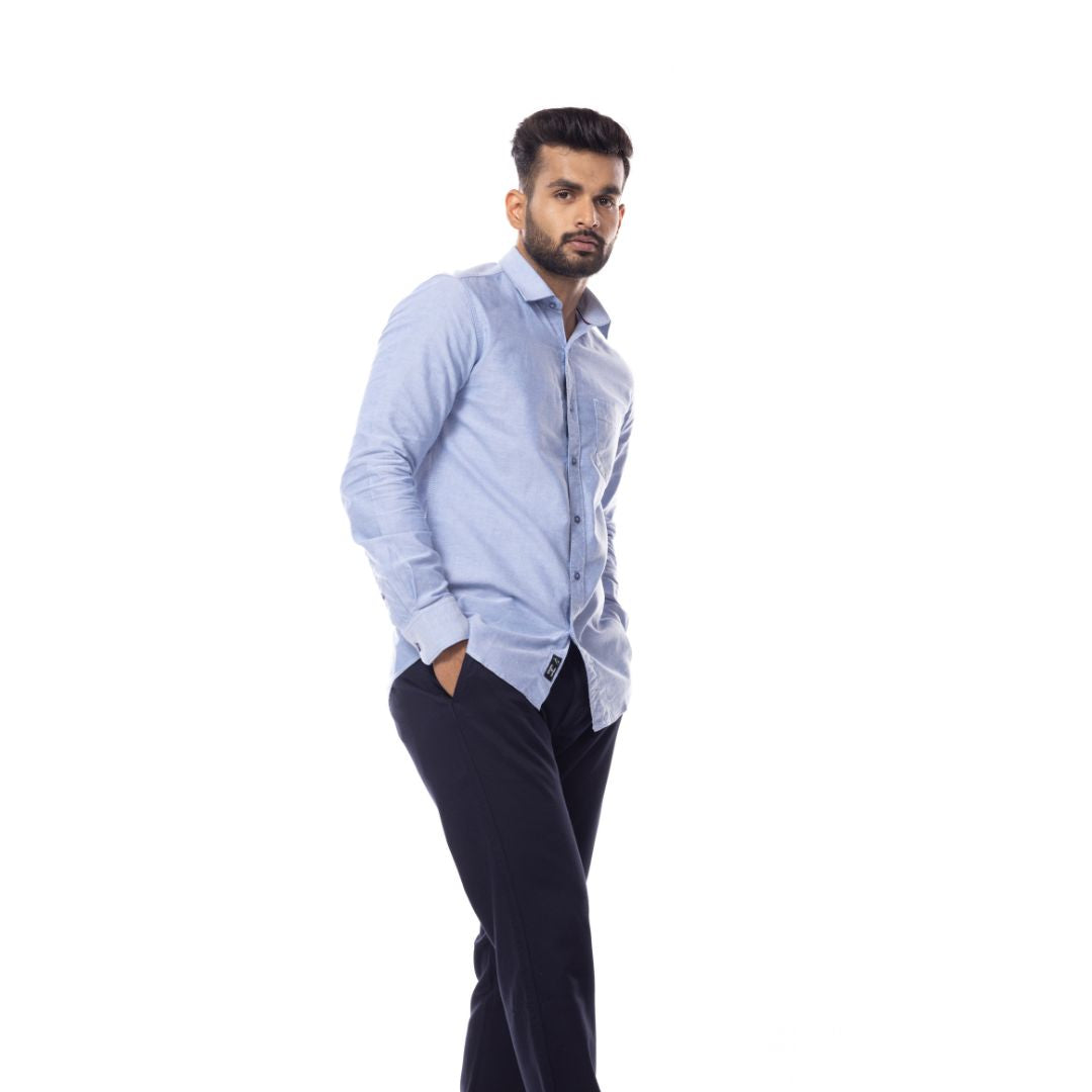 Solid Blue Classic Slim Fit Shirt