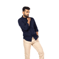 Navy Blue Stripes Slim Fit Shirt