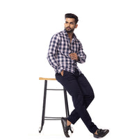 White Blue Checks Slim Fit Shirt