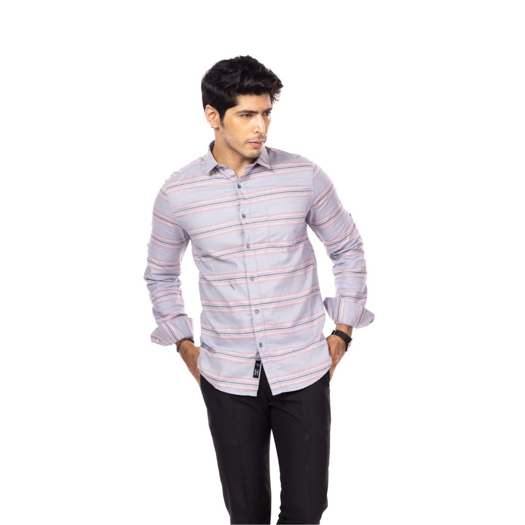 Grey Stripes Slim Fit Shirt