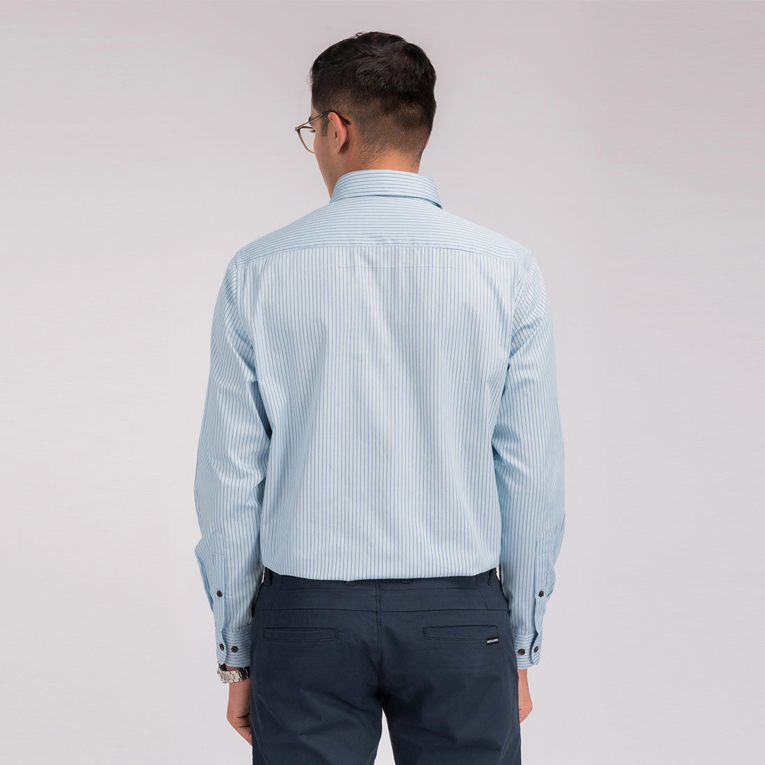 Sky Blue Stripes Regular Fit Shirt