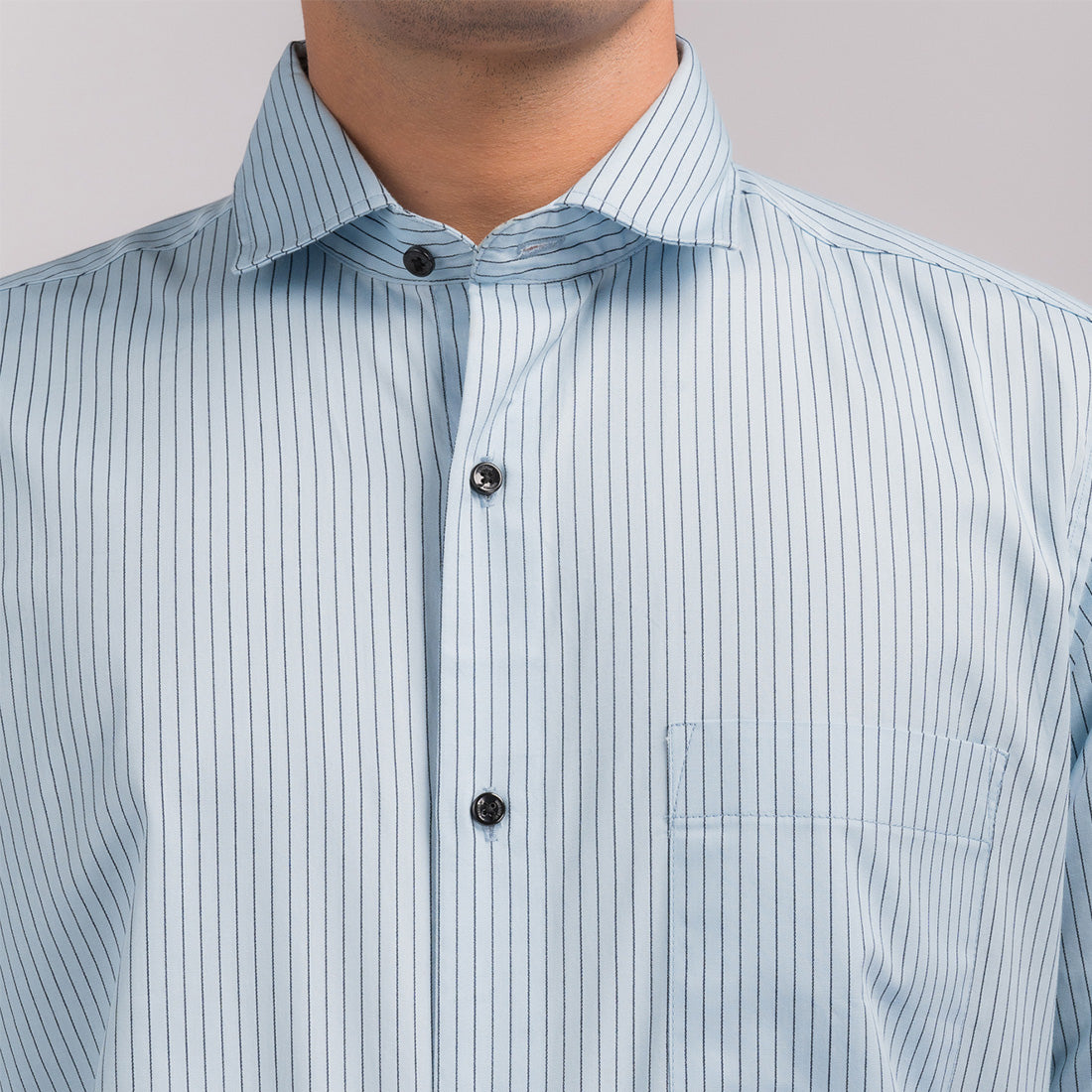 Sky Blue Stripes Regular Fit Shirt