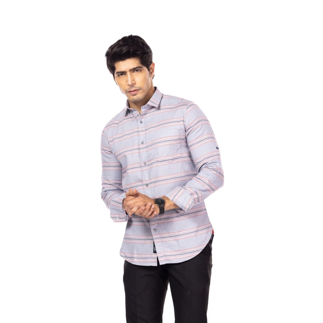 Grey Stripes Slim Fit Shirt