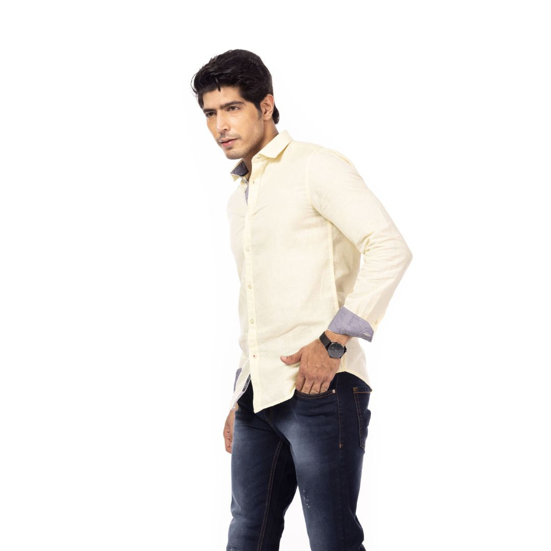 Light Yellow  Slim Fit Shirt