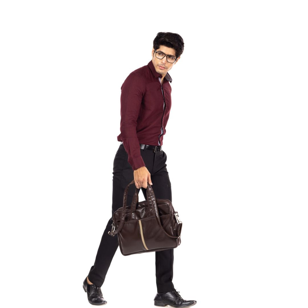 Maroon Solid Slim Fit Shirt