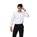 Blue Motif Print Slim Fit Shirt