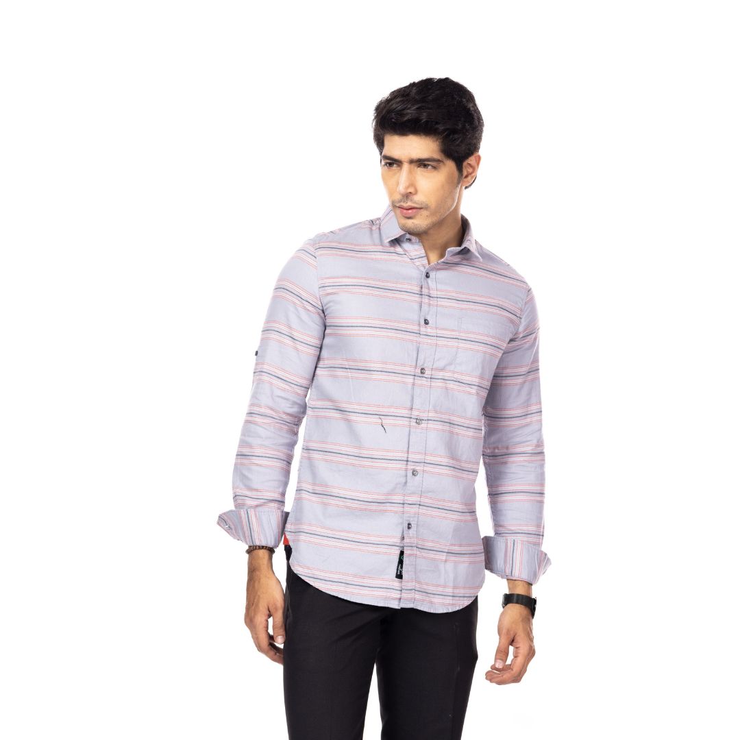 Grey Stripes Slim Fit Shirt