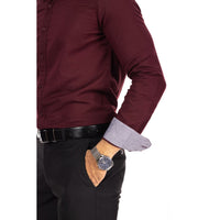 Maroon Solid Slim Fit Shirt