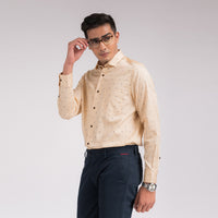 Yellow Motif Print Regular Fit Shirt