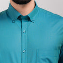 Bluish Green Regular Fit Shirt