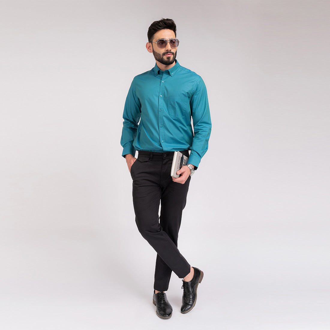 Bluish Green Regular Fit Shirt