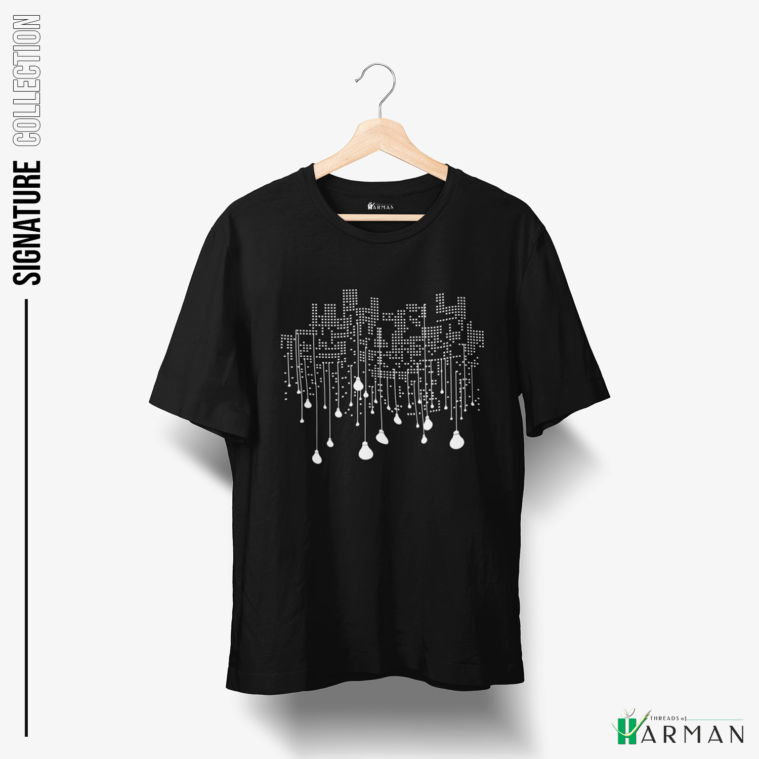 Quirky Printed Regular Fit Black T-Shirt