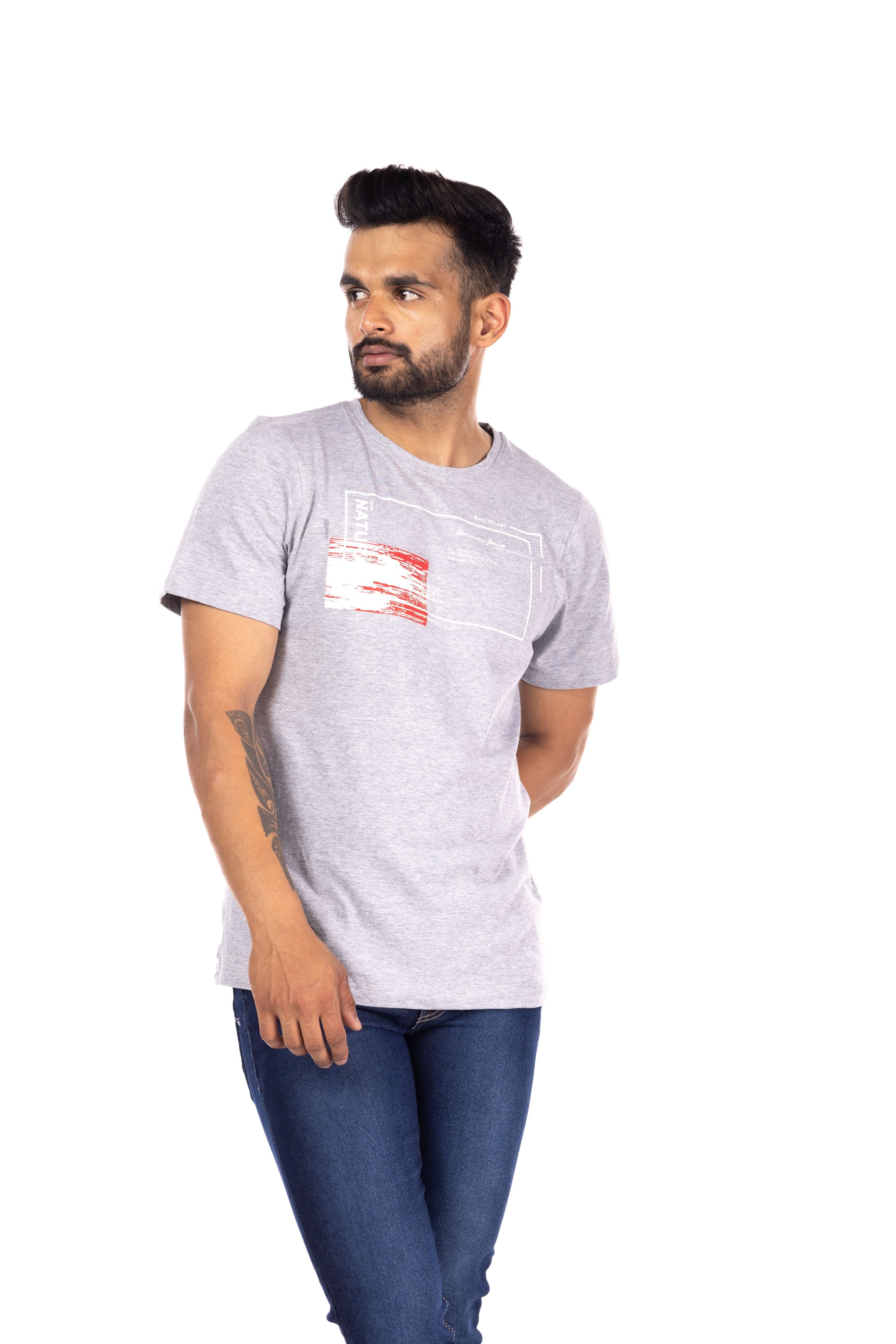 Round Neck Half Sleeves Regular Fit Solid Print Tshirt