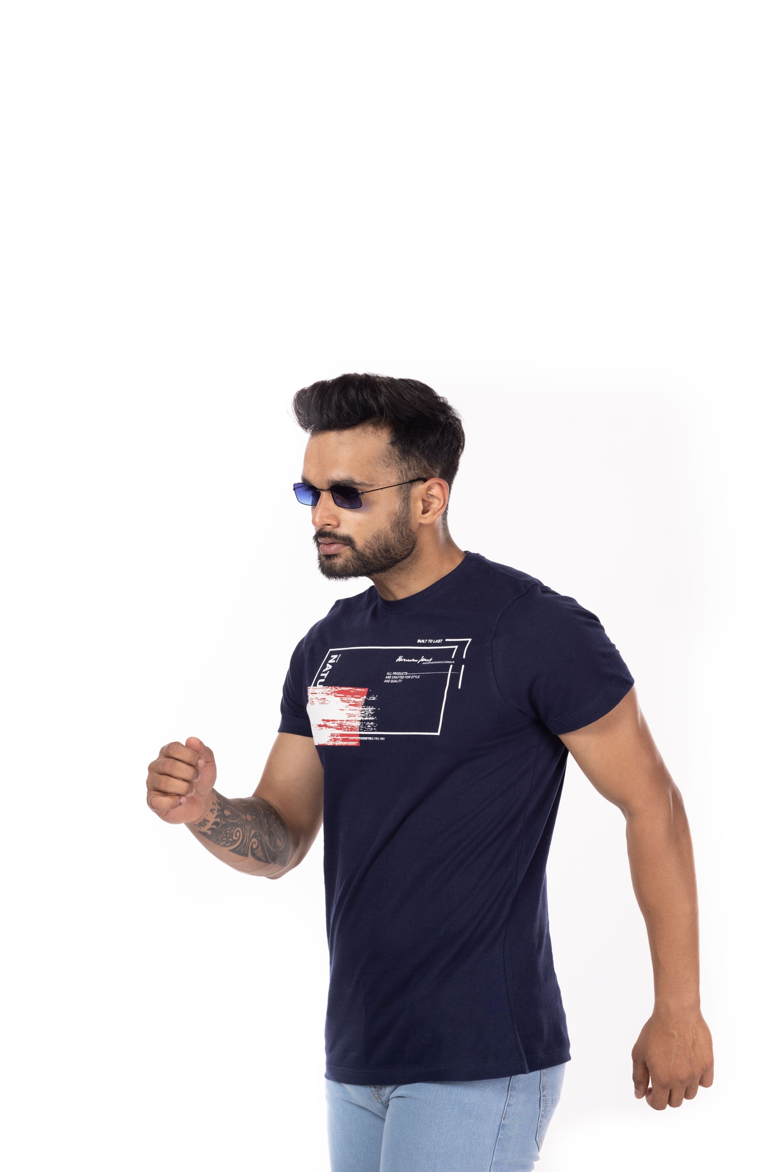 Round Neck Half Sleeves Regular Fit Solid Print Tshirt