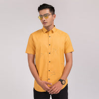 Gold Printed Slim Fit Shirt