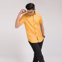 Gold Printed Slim Fit Shirt