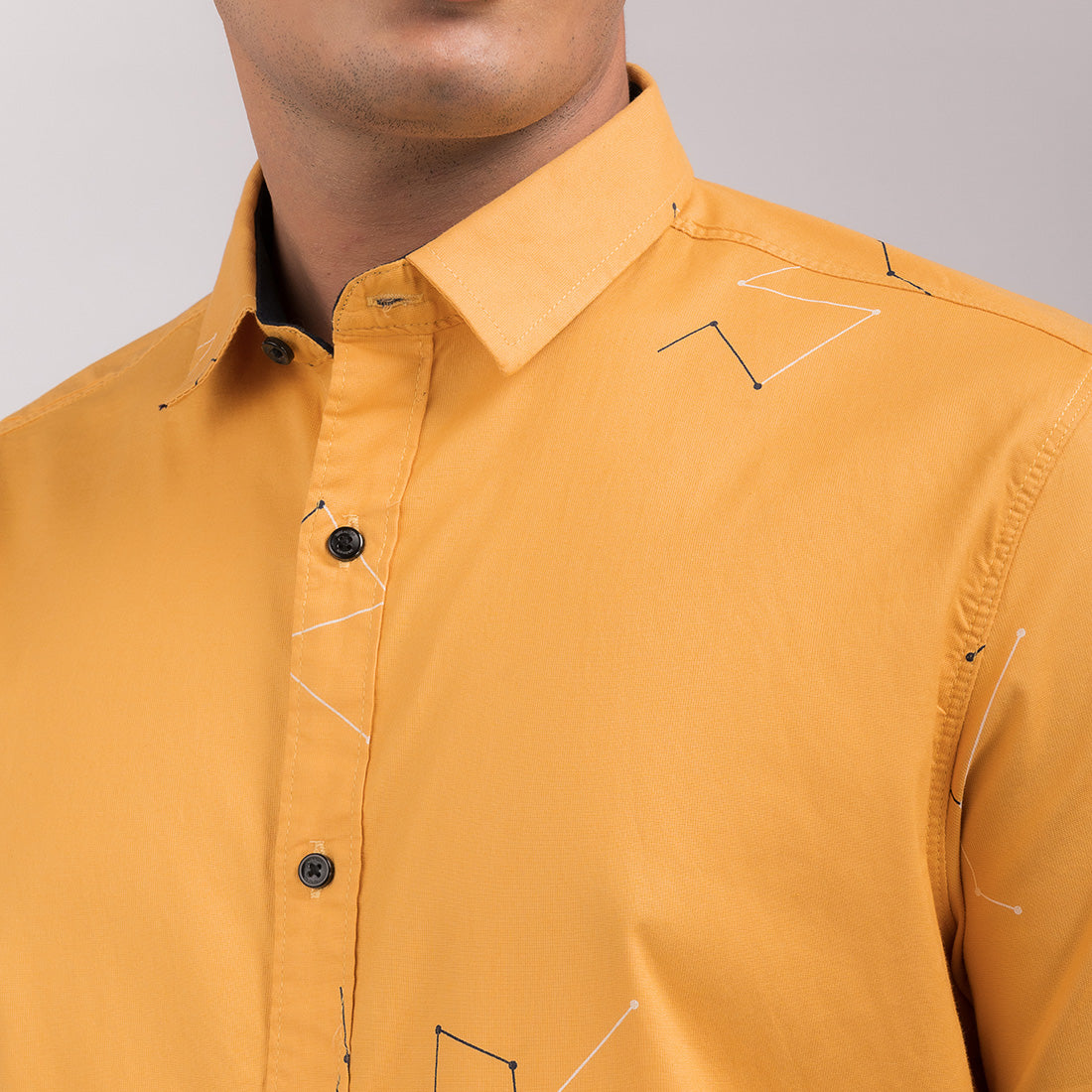 Gold Printed Slim Fit Shirt