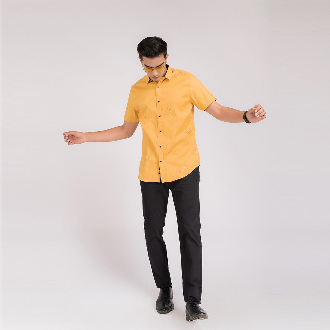 Gold Printed Slim Fit Shirt