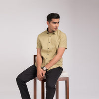 Light Olive Print Slim Fit Shirt