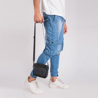 Ice Blue Regular Fit Denim Jogger