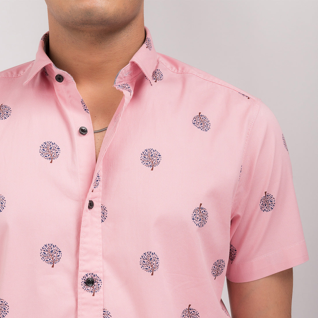 Taffy Pink Motif Print Slim Fit Shirt