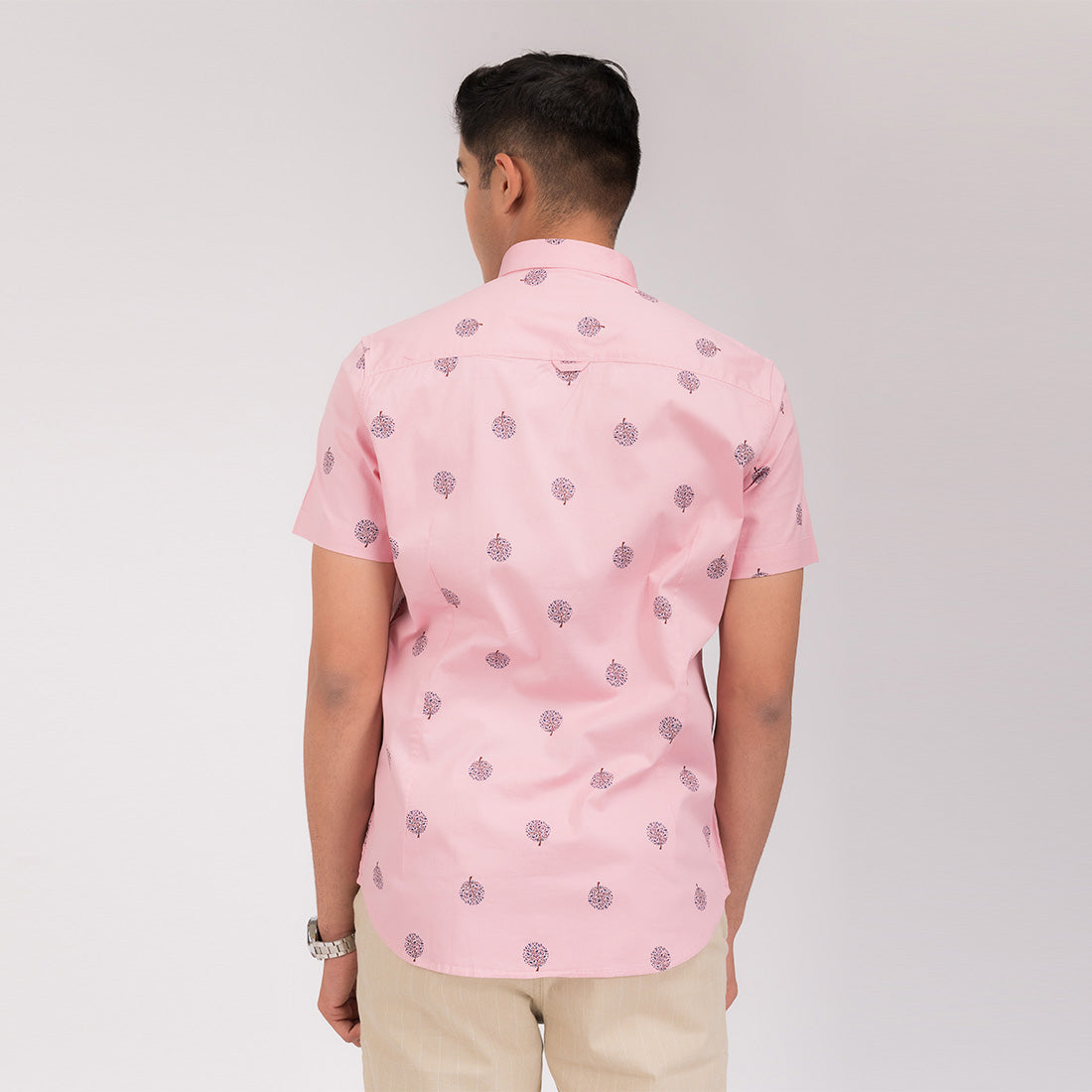 Taffy Pink Motif Print Slim Fit Shirt