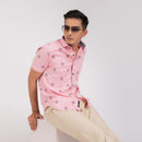 Taffy Pink Motif Print Slim Fit Shirt