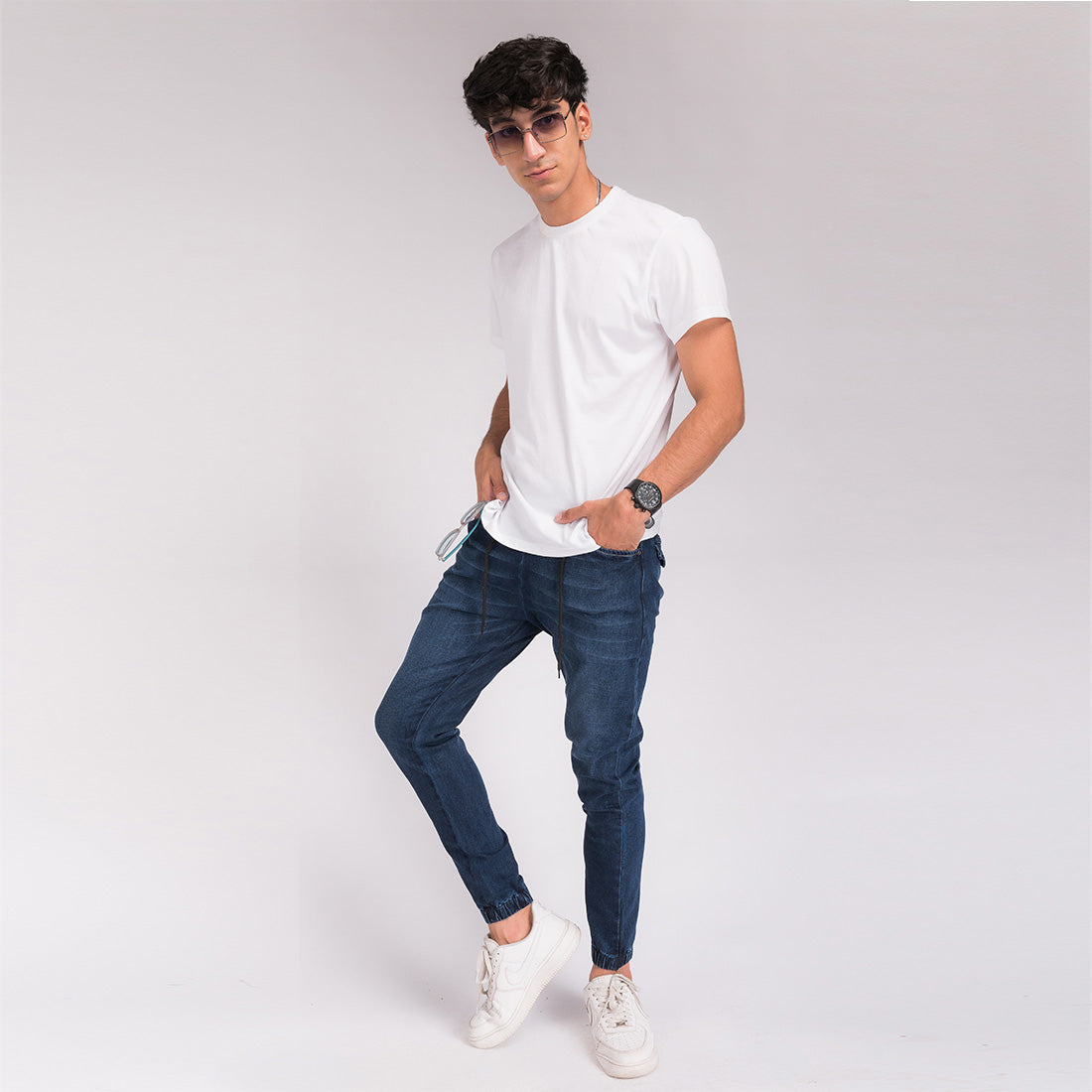 Indigo Blue Regular Fit Denim Joggers