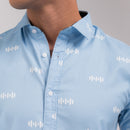 Sky Blue Print Slim Fit Shirt