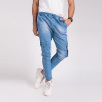 Ice Blue Regular Fit Denim Jogger