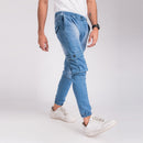 Ice Blue Regular Fit Denim Jogger