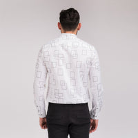 White Pattern  Slim Fit Shirt
