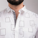 White Pattern  Slim Fit Shirt