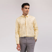 Yellow Printed Slim Fit Shirt