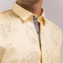 Yellow Printed Slim Fit Shirt