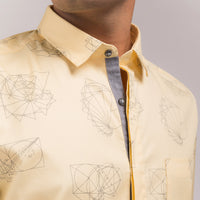 Yellow Printed Slim Fit Shirt