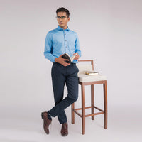 Azure Blue Print Regular Fit Shirt