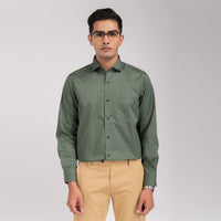 Dark Green Print Regular Fit Shirt