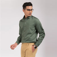 Dark Green Print Regular Fit Shirt