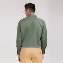 Dark Green Print Regular Fit Shirt