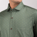 Dark Green Print Regular Fit Shirt